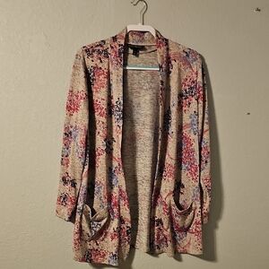 Lane Bryant Cream and Red Cardigan Sweater